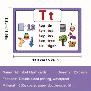Material Didáctico para Jardín de Infancia en Casa, Aprende Palabras del Alfabeto, Escribe, Tarjetas de Palabras Reutilizables - Product Image 5