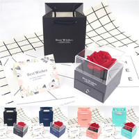 Boîte Cadeau en Papier pour Collier Fleur Élégant OEM, Embossage Personnalisé, Taille Personnalisée Acceptée - Boîte à Bijoux Rose Éternelle pour la Fête des Mères