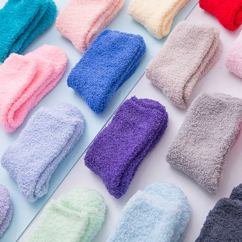 Chaussettes d'hiver tendance pour femmes, bas chaud, Super doux, en peluche, d'intérieur, confortables, épais, d'équipage, hiver