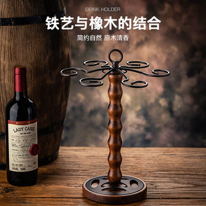 ที่วางแก้วไวน์ไม้โอ๊คแบบนำเข้า 6 แก้ว แบบกลับหัว ขาตั้งไม้เนื้อแข็งสไตล์ยุโรป สำหรับไวน์แดง - Product Image 3