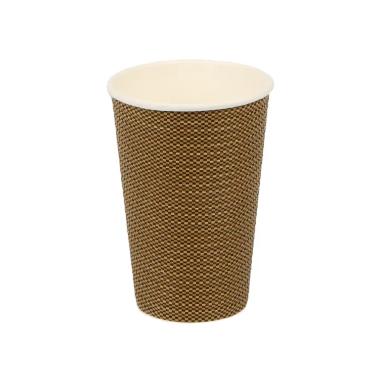 ripple wall paper cup 16oz double layer PE coated hot drink cup