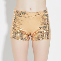 Shorts à paillettes extensibles très élastiques, coupe ajustée, élégants, en acrylique/polyester, pour la scène, costume de danse jazz pour femmes