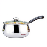 Ensemble de marmites à soupe en verre élégantes et modernes à poignée unique, avec design double anse motif perle de lait, compatibles gaz et induction