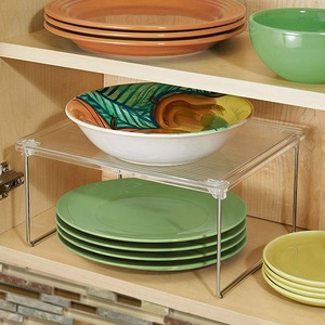 Clear Plastic 2 Tier Stackable <b>Storage</b> <b>Rack</b> For <b>Kitchen</b> Pantry Organizing Canned Goods And Jars - Product Image 4