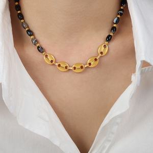 Nouveau style de <span class=keywords><strong>cour</strong></span> vintage européen Agate naturelle Abacus perle perlée à la main <span class=keywords><strong>cochon</strong></span> nez chaîne collier bijoux - Product Image 6