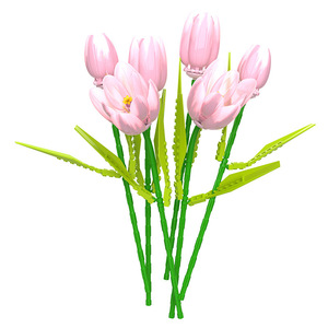 Ensemble de blocs de construction en forme de bouquet de tulipes pour enfants, décoration de fête DIY, 50 à 100 pièces, assemblage facile, cadeau de saint-valentin - Product Image 1