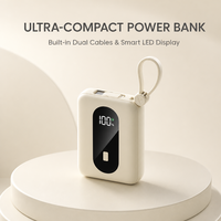 Batterie externe à charge super rapide 22,5 W avec câbles doubles intégrés, écran LED numérique, mini chargeur portable pour téléphone et tablette