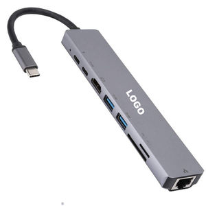 Алюминиевый 8 в 1 USB Type-C концентратор разветвитель Type-C на HdTV + VGA + LAN порт + USB 3,0 + SD/TF карта + аудио USB C концентратор док-станция - Product Image 6