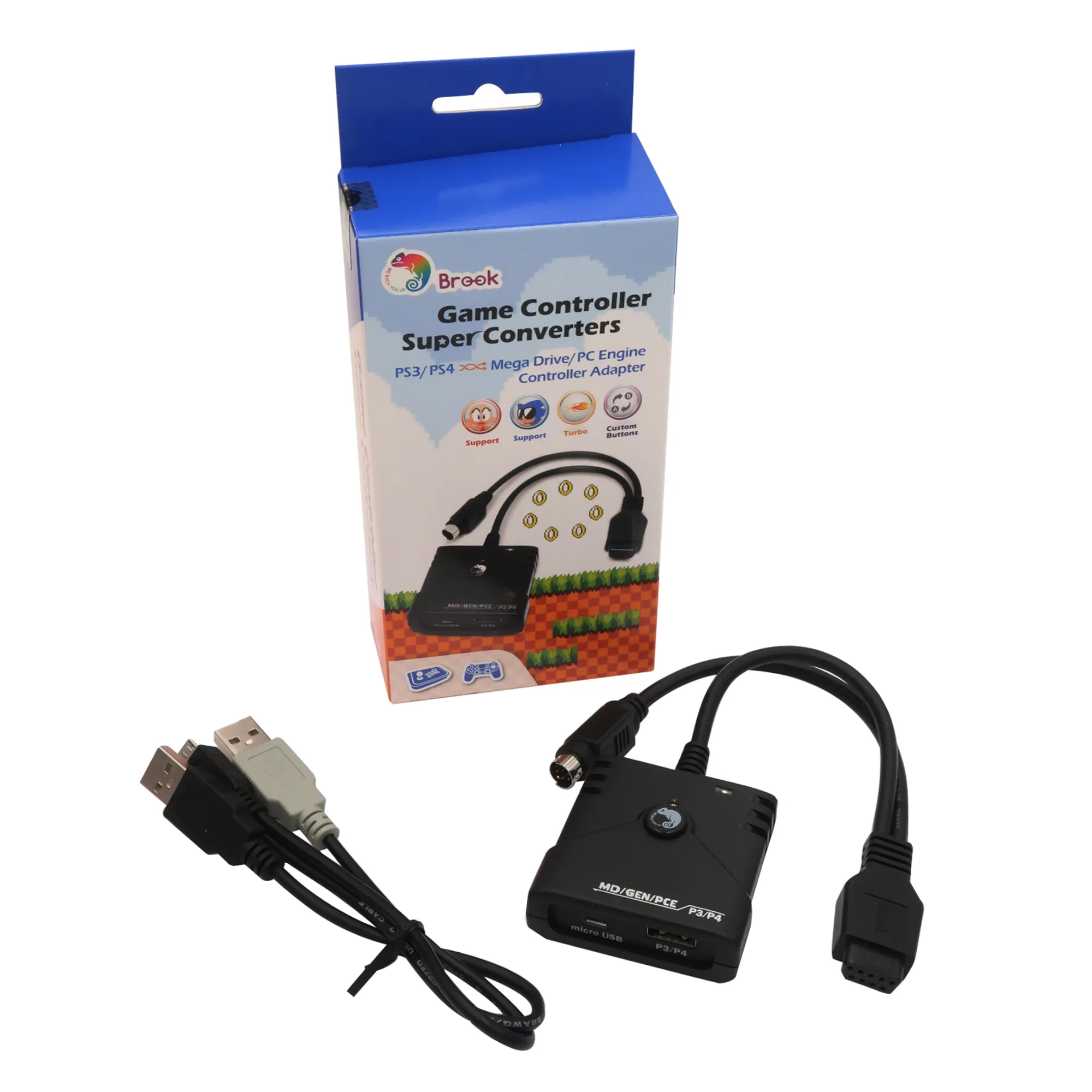 Brook-Adaptador de mando para PS3, PS4, Switch Pro, Sega Genesis, Mega Drive, motor de PC, convertidor de PC Super