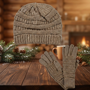 Adult Autumn Winter Windproof Warm 100% Acrylic Knit <b>Hat</b> & Bib 2-Piece Set Jacquard Style Medium Length Wholesale Color Size - Product Image 1