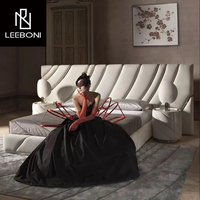 Design italien villa chambre lit blanc lits doubles en cuir cadre de lit de luxe grande tête de lit mobilier de luxe pour chambre à coucher de luxe