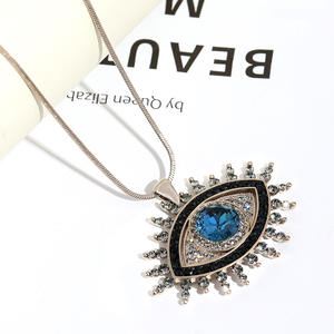 复古邪恶之眼吊坠项链配简约时尚链链长绳不锈钢锆石蓝宝石水晶元素 - Product Image 5