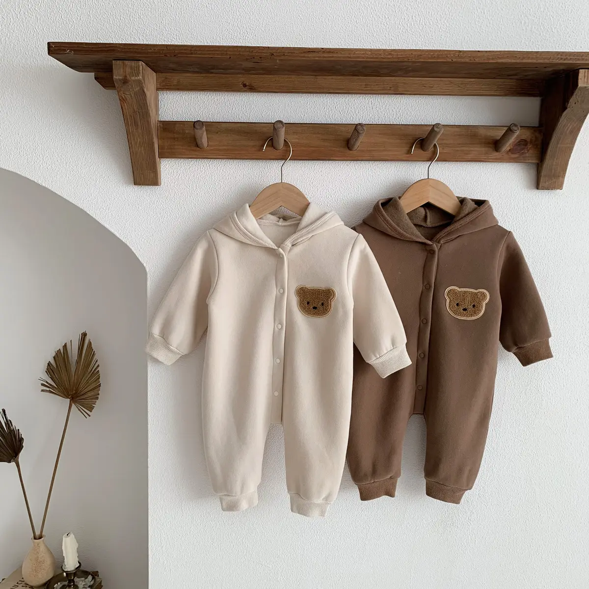 2023 autumn and winter fleece baby romper cartoon bear cuddle clothes boys and girls clothes baby long sleeve romper