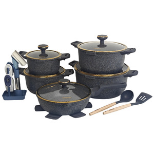 Juego de Ollas de Granito y Aluminio Superior Heat de 21 Piezas, Olla para Sopa de 20/24/28/32CM, Sartén Profunda de 28CM, Cepillo de Limpieza - Product Image 1