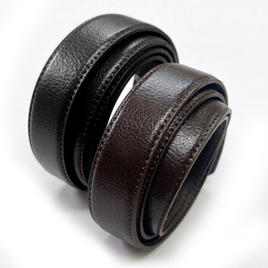 Sangle de ceinture plate en cuir de vachette noir/marron AT-30-130-Classic d'origine coréenne, 30 mm x 130 cm, sans boucle, pour boucle automatique à cliquet - Product Image 6