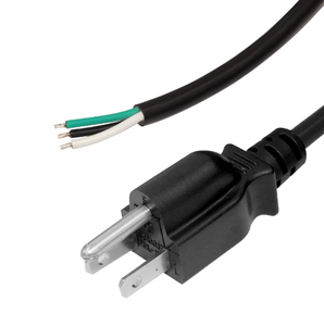Cable de alimentación de repuesto con enchufe con toma de tierra de 3 clavijas NEMA 5-15P para EE. UU. a cable de CA desnudo estañado de extremo abierto de calibre 16, 18, 14 - Product Image 1