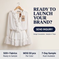 Robe chemise blanche à volants personnalisée en gros – Élégante, moderne, décontractée pour femme, idéale pour l'été, la plage et les vacances