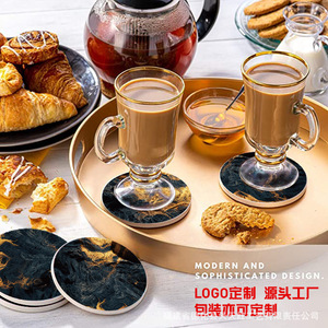 แผ่นรองแก้วเซรามิกทรงกลมสีขาวทำจากโดโลไมต์ ดูดซับน้ำได้ดี ใช้สำหรับวางในคอนโซลรถยนต์ สำหรับใส่กาแฟ พร้อมบริการออกแบบโลโก้ตามสั่ง - Product Image 5