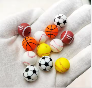 Vente en gros de nouvelles perles rondes souples jouet perles de dentition en silicone imprimées en forme de croix focale pour bébé 15 mm pour la fabrication de stylos - Product Image 2