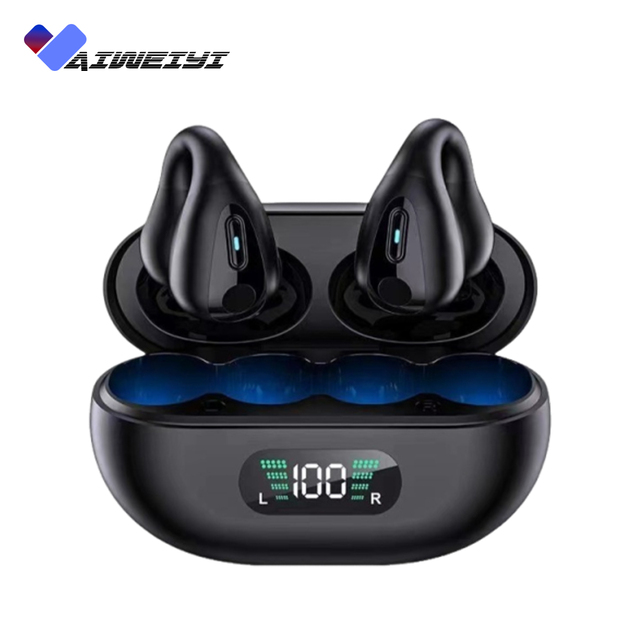 X22 Ear Clip Bone Conduction Headphones Long Battery Life with Digital Display for Sports