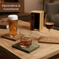 Sous-verre en bois d'acacia en forme de livre avec support, dessous de verre décoratif antidérapant pour la présentation de café, thé et cocktails