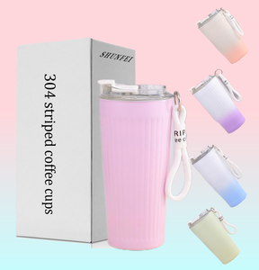 Thời trang 550ml thép không gỉ Tumbler sọc dây xử lý xách tay văn phòng cà phê phích Mug cho phụ nữ quà tặng cho nước - Product Image 1