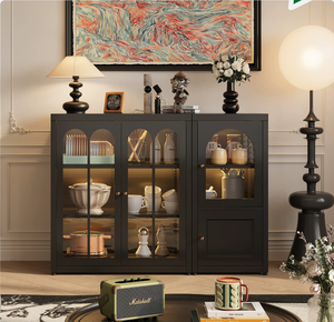 Étagère Réglable Buffet Buffet Armoire avec Portes en <span class=keywords><strong>Verre</strong></span> Credenza Rangement Nouveaux Meubles de Maison pour Salon <span class=keywords><strong>Cuisine</strong></span> Entrée - Product Image 4
