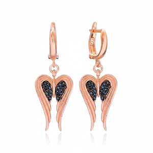 Pendientes colgantes de Plata de Ley 925 hechos a mano para mujer, diseño de alas de Ángel turco, venta al por mayor - Product Image 2