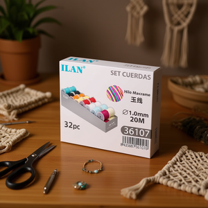 Corda per macramè Ilan 1,0 mm x 20 m, set da 32 colori per artigianato e creazione di gioielli - Product Image 2