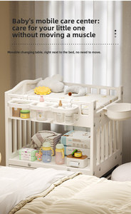 Multifunctional <b>Foldable</b> Baby Changing Table for Newborns, Portable Adjustable Height with <b>Bath</b>, Massage Touch and Storage - Product Image 5