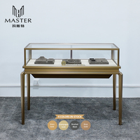Table d'affichage en verre transparent personnalisé bijouterie haut de gamme meubles design montres diamants gemmes comptoir de magasin avec LED
