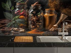 لوحة حديثة من الزجاج المقسى تصميم توابل مطبخ باكسبلاش جدار فن طباعة <span class=keywords><strong>HD</strong></span> من الزجاج المقسى - Product Image 4