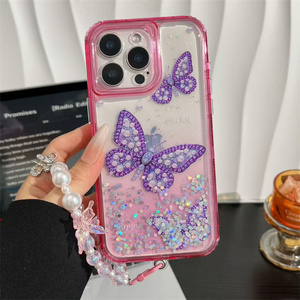 Funda de Teléfono Brillante 3 en 1 con Diseño de Mariposa para Mujer, Compatible con Motorola G86 Power/G06/Edge 60 Fusion/60S/50 <span class=keywords><strong>Neo</strong></span>/G56/E22i, con Correa y Cubierta Transparente - Product Image 4