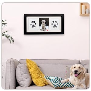 Pet Memorial Paw Print Keepsake Frame, DIY Inkless Paw Stamp Wooden Photo Frame for Dog &amp; Cat <strong>Remembrance</strong> <strong>Gift</strong> - Product Image 2