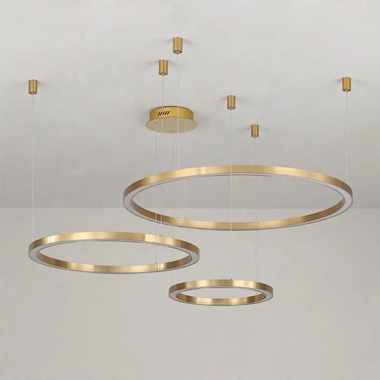 Luxus runde Hängelampe LED Ring Kronleuchter für Hotel Lobby Circular Pendel leuchte Office DALI Intelligence System Beleuchtung