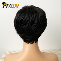 Perruque Courte Pixie en Gros Cheveux Vietnamiens Bruts Sans Dentelle Pré-Pluckée Sans Colle avec Frange Prête à Porter Vente Directe Usine