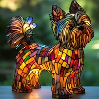 Ornamen Resin YIDA Lampu Malam LED Seri Kucing Anjing Bercahaya Patung Hewan Seni Gaya Kartun Kreatif Dekorasi Rumah Hadiah