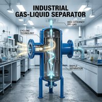 Séparateur Cyclonique à Baffle Spirale HENGFENG Haute Efficacité en Acier Inoxydable pour Gaz-Liquide, Dégazage Automatique des Gaz de Combustion, Autonome