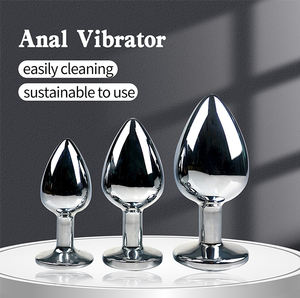 مجموعة من 3 قطع مقاسات S M L من سدادات الشرج المعدنية المصنوعة من الفولاذ المقاوم للصدأ، ألعاب جنسية للبالغين، سدادة شرجية مزينة بكريستال على شكل قلب للرجال والنساء - Product Image 4