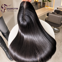 Perruque Lace Front Droite de 32 Pouces en Cheveux Humains Vierges Indiens, Sans Colle, Pré-Décolorée, Nœuds Invisibles, Pré-Plumée, Densité 200% - Vente en Gros