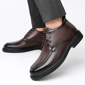 Chaussures habillées isolantes en cuir pour homme, style Oxford, à bout rond, à lacets, doublées de fourrure, semelle en caoutchouc, pour mariage et affaires - Product Image 3