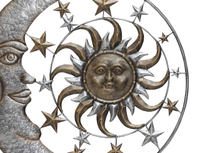 Meilleures ventes, décoration murale en métal forgé, design contemporain, soleil et lune, 28,5 pouces, décoration murale Sunface pour la décoration intérieure