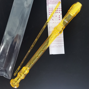 Flûte à bec en plastique transparente <span class=keywords><strong>de</strong></span> couleur jaune, fabriquée en Chine, prix <span class=keywords><strong>de</strong></span> gros, instruments <span class=keywords><strong>de</strong></span> musique, OEM personnalisé, flûtes à bec à 8 trous - Product Image 1