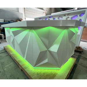 Bancone Bar a Forma di Diamante in Superficie Solida con LED, Pieghevole, con Lavello in Acciaio Inossidabile per Ristoranti e Cucine - Product Image 3