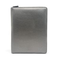 Carpeta de archivos de Padfolio de cuero PU con cremallera A4 personalizada con bolsillo con cremallera y portatarjetas para organización
