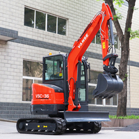 Mini Excavadora de Bajo Precio, 3 Toneladas, VSC36, Orugas de Goma Ajustables, Protección de Caminos, Renovación de Paisajes, Excavadora Pequeña