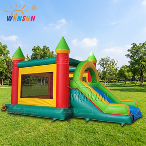Winsun คอมโบปราสาทเป่าลมสีแดงสีเขียวพร้อมสไลด์เด้งปราสาทแทรมโพลีน - Product Image 1