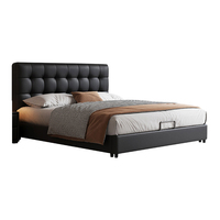 Lit de rangement luxueux de style européen moderne JUNYUHAO JCM-Y11, taille King/Queen, en cuir de qualité supérieure, mousse haute densité, certifié E0, en pin
