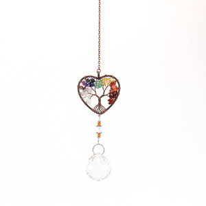 Pendentif en cristal Arbre de Vie chauffant pour la vente en gros, Galets naturels, Attrape-soleil, Modèle artisanal en mosaïque d'améthyste, Décoration de Noël polie - Product Image 5