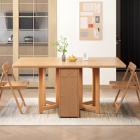 Ensemble de table à manger moderne en bois massif, gain de place, 2 places, table à manger compacte, pliable et mobile, pour la maison